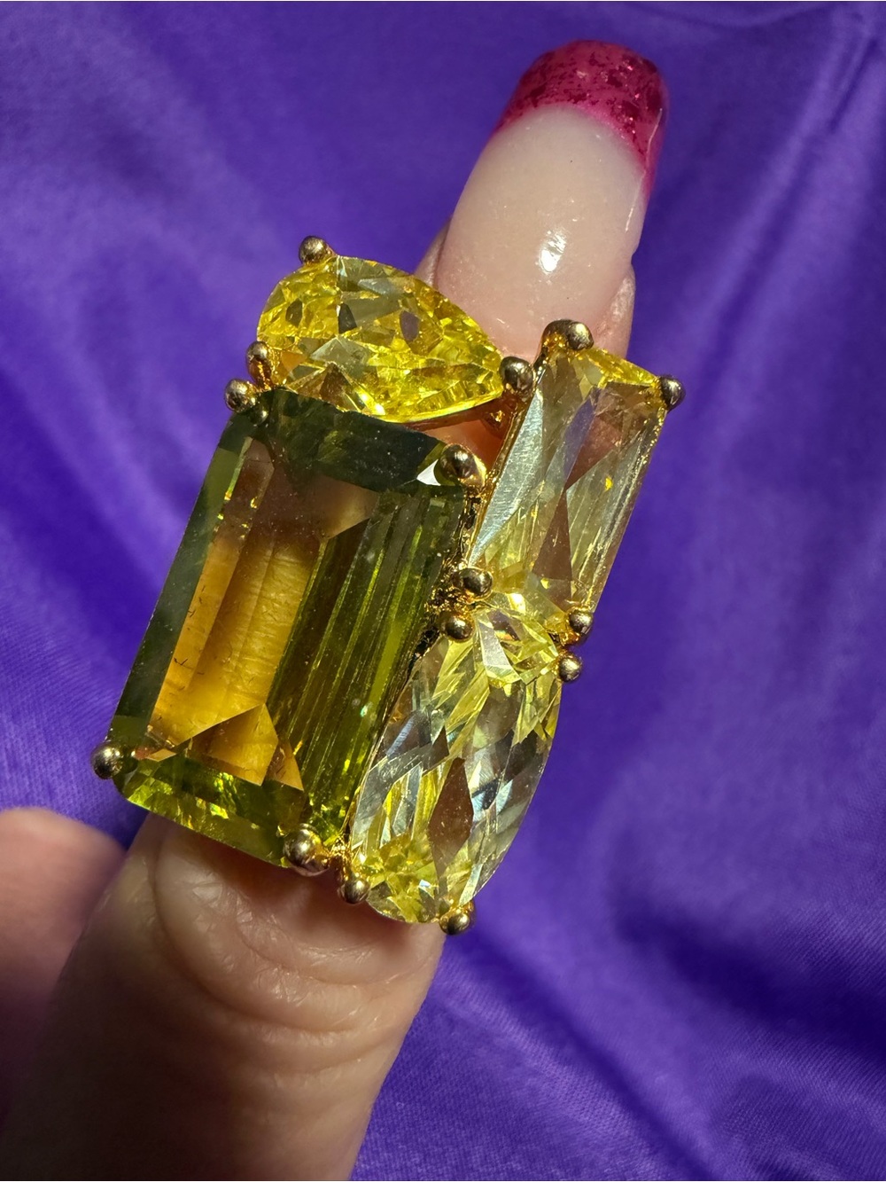 Park Lane Yellow/green Statement Cocktail Ring Size 5 New